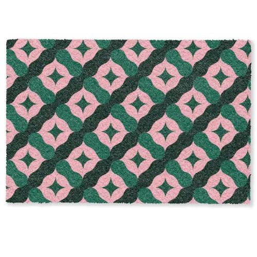 Groen - Roze - Retro - Sterren Deurmat klein 898 -zkaufland3d