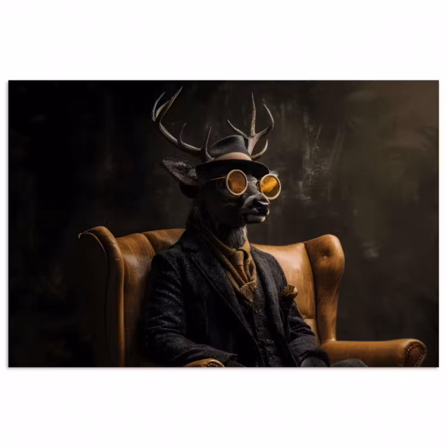 Poster - Hirsche - Sonnenbrille - Schwarz - Anzug