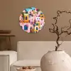 Kleurrijk - Roze - Oranje - Geel - Bloemen Wandcirkel kunststof plaat 5mm dik klein -sfeer1