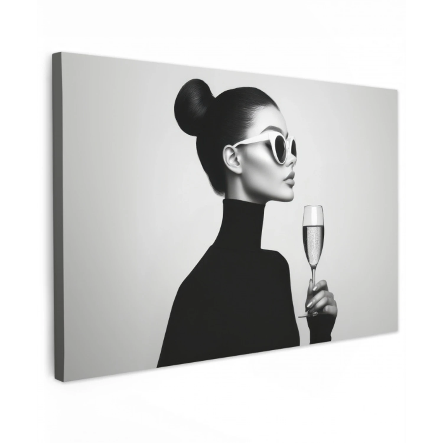 Vrouw - Champagne - Modern Tuinposter op houten frame 2 cm dik klein -3d