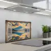 Doorkijk - Landschap - Bergen - Uitzicht - Raam keuken achterwand spatscherm klein -3d_schuin