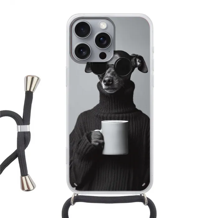 Coltrui - Hond - Bril - Mok Hoesje iPhone 16 Pro Max met koord klein -3d