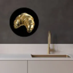 Croissant - Brood - Goud - Zwart KitchenYeah - Keuken - Wandcirkel Forex klein -sfeer1