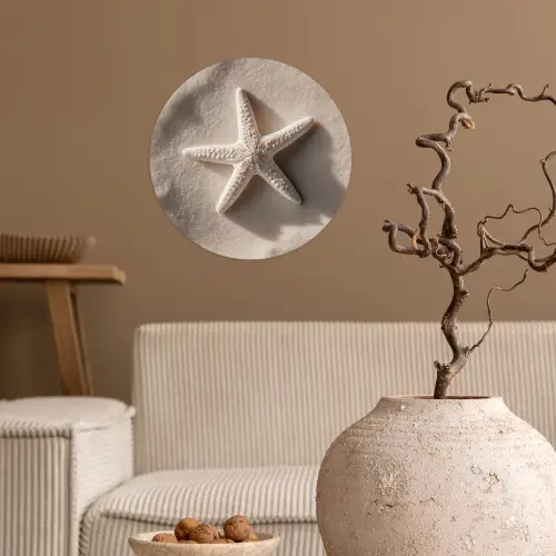 Strand - Zeester - Zand - Beige Wandcirkel behangsticker klein -sfeer1