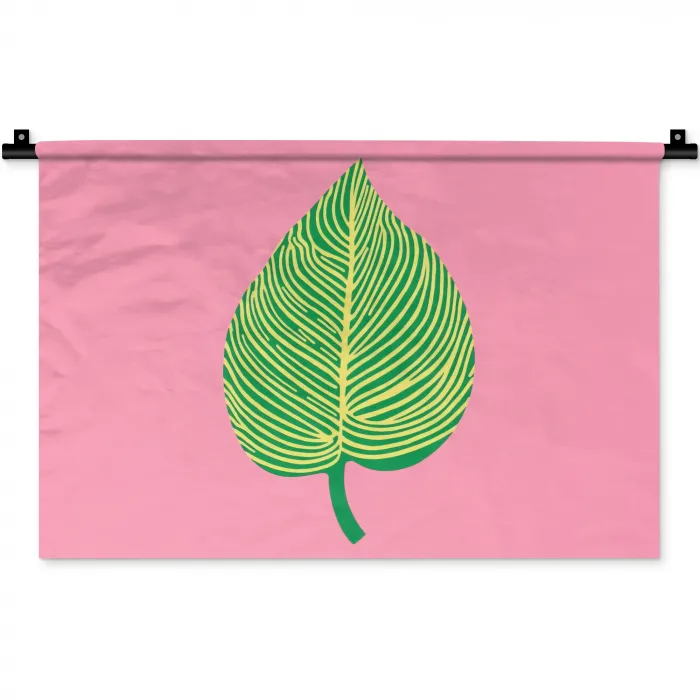 Illustratie - Blad - Minimalistisch - Groen Wandkleed katoen klein -zz3d