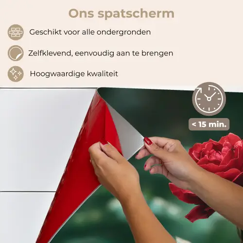Roos - Bladeren - Dieprood keuken achterwand spatscherm klein -spatscherm_NL