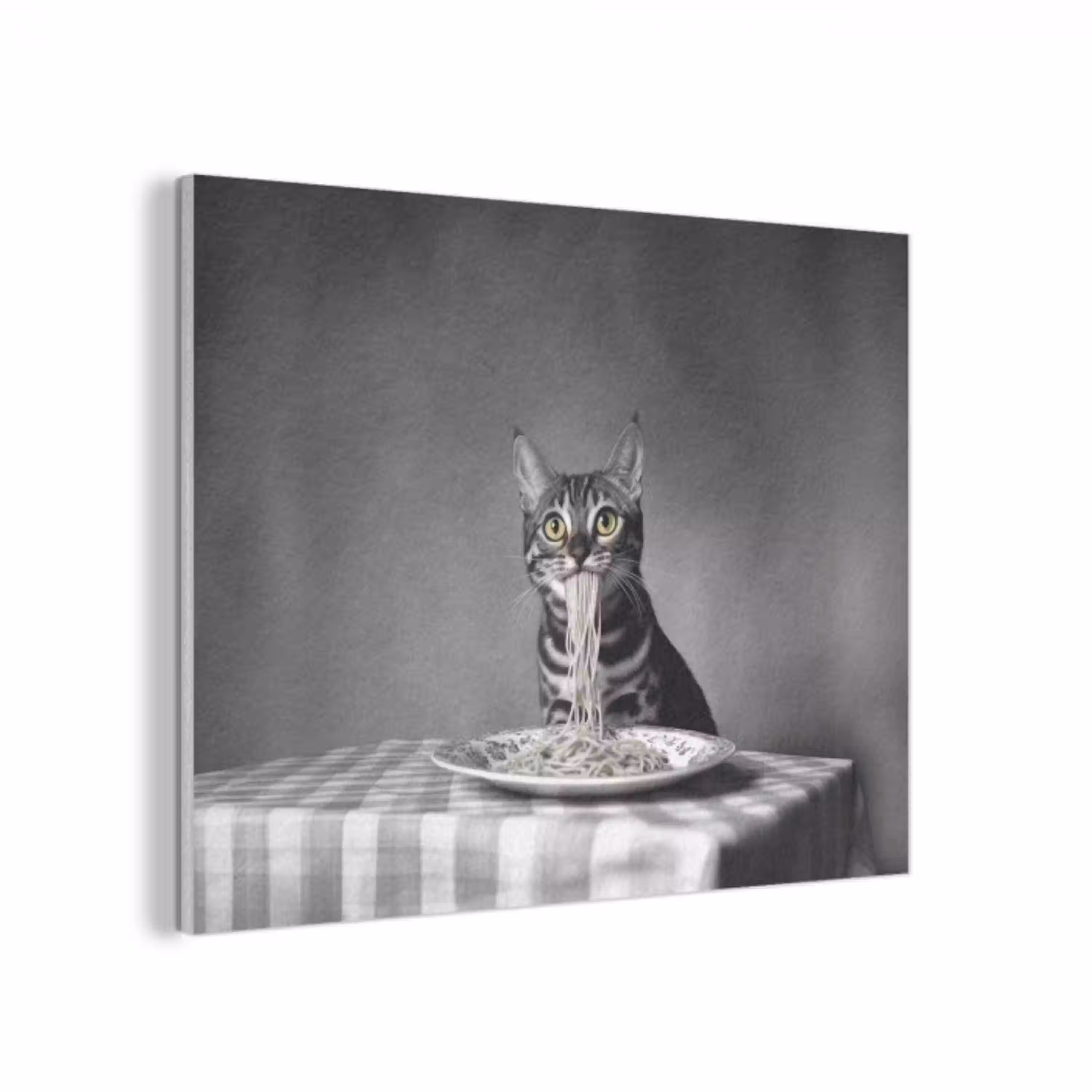 Bengaal - Kat - Tafelkleed - Zwart - Wit - Dier PET vilt klein -3d