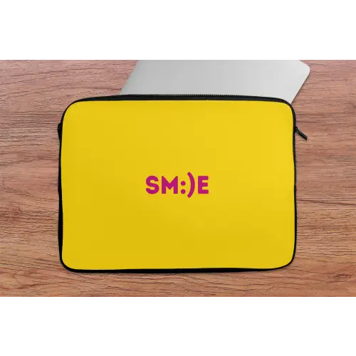 Smile - Roze - Geel laptophoes neopreen klein -tafel