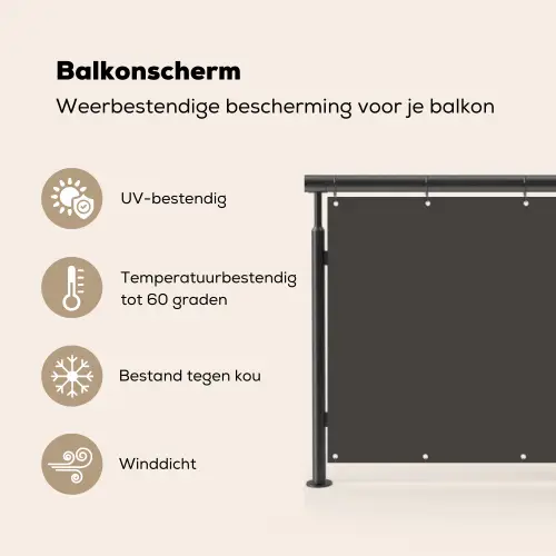 Grijs - Kleuren - Effen Balkonbeschermer Duitsland klein 596 -specs_NL
