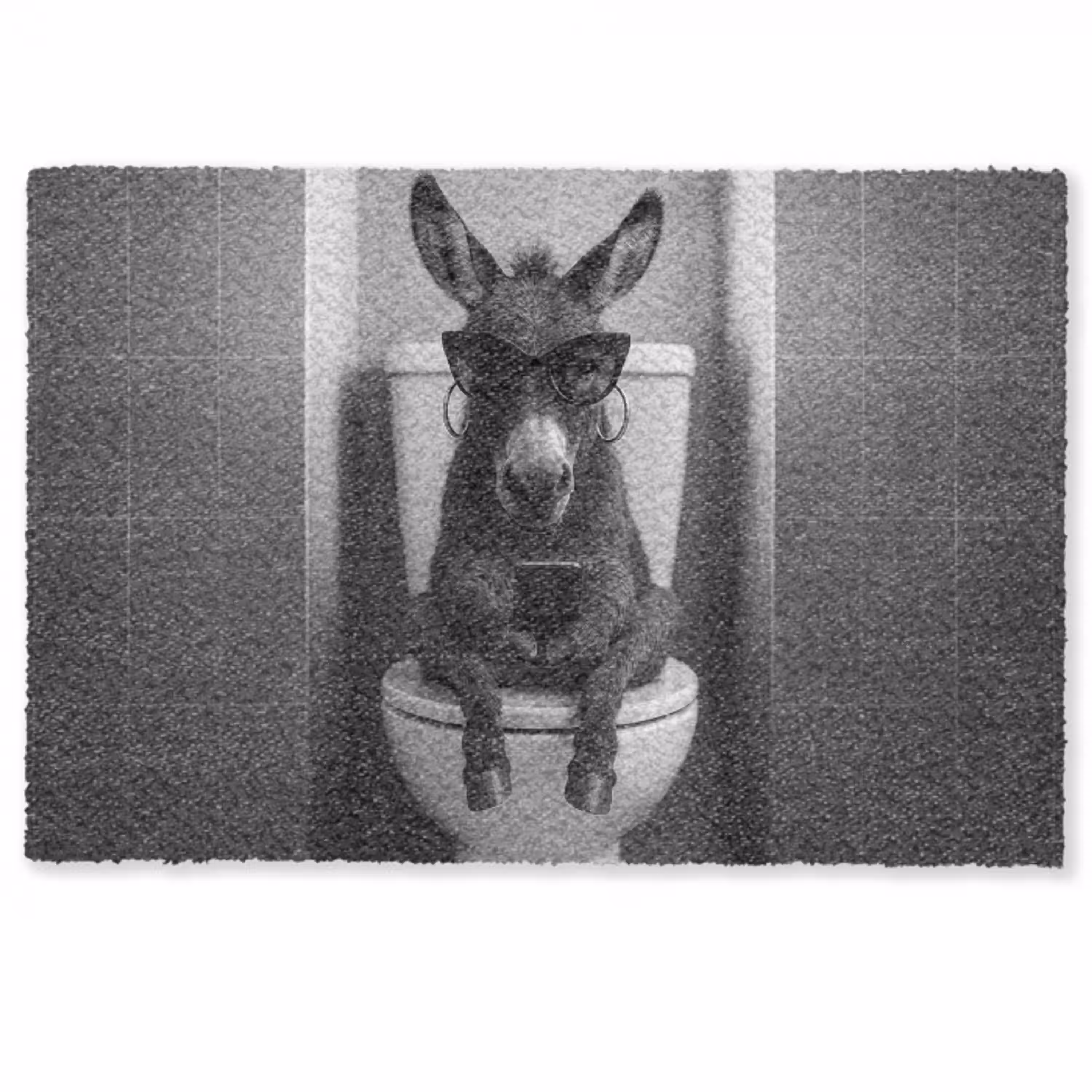 Ezel - Telefoon - Toilet - Zwart - Wit Deurmat klein -zkaufland3d