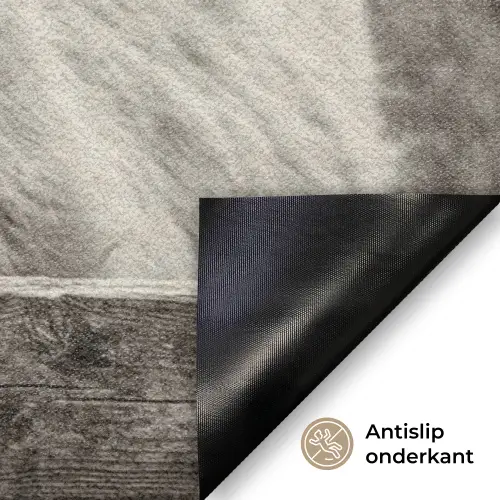 Schotse hooglander - Zwart - Wit - Hout Deurmat klein -antislip_NL