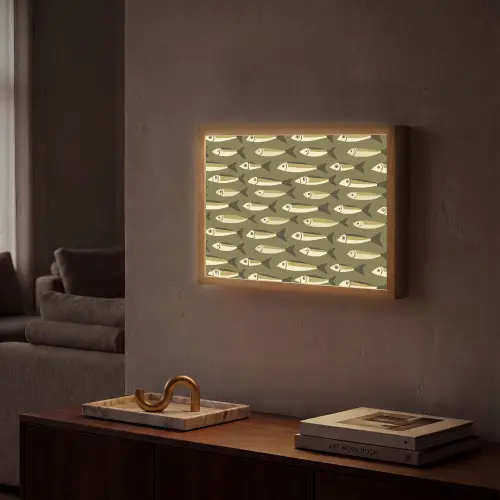 Vis - Patroon - Groen Light Box met batterij (Wandlamp) middel 907 -sfeer1