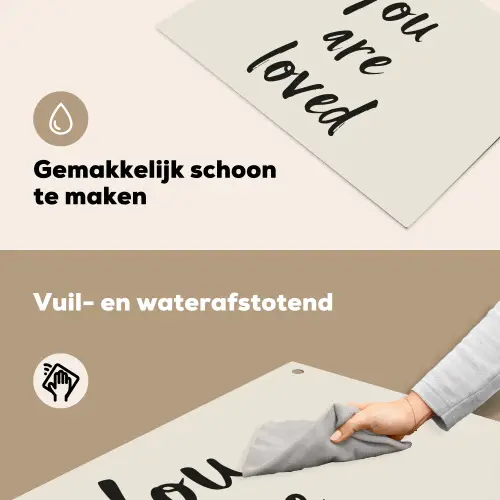 Minimalistisch - Beige - Love Inductie beschemer met haakjes klein -ky-schoon-nl