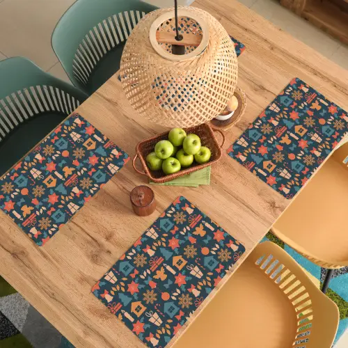 Patroon - Kerst - Symbolen - Blauw Placemat vinyl groot 368 -zzsfeer5_Kitchenyeah-website