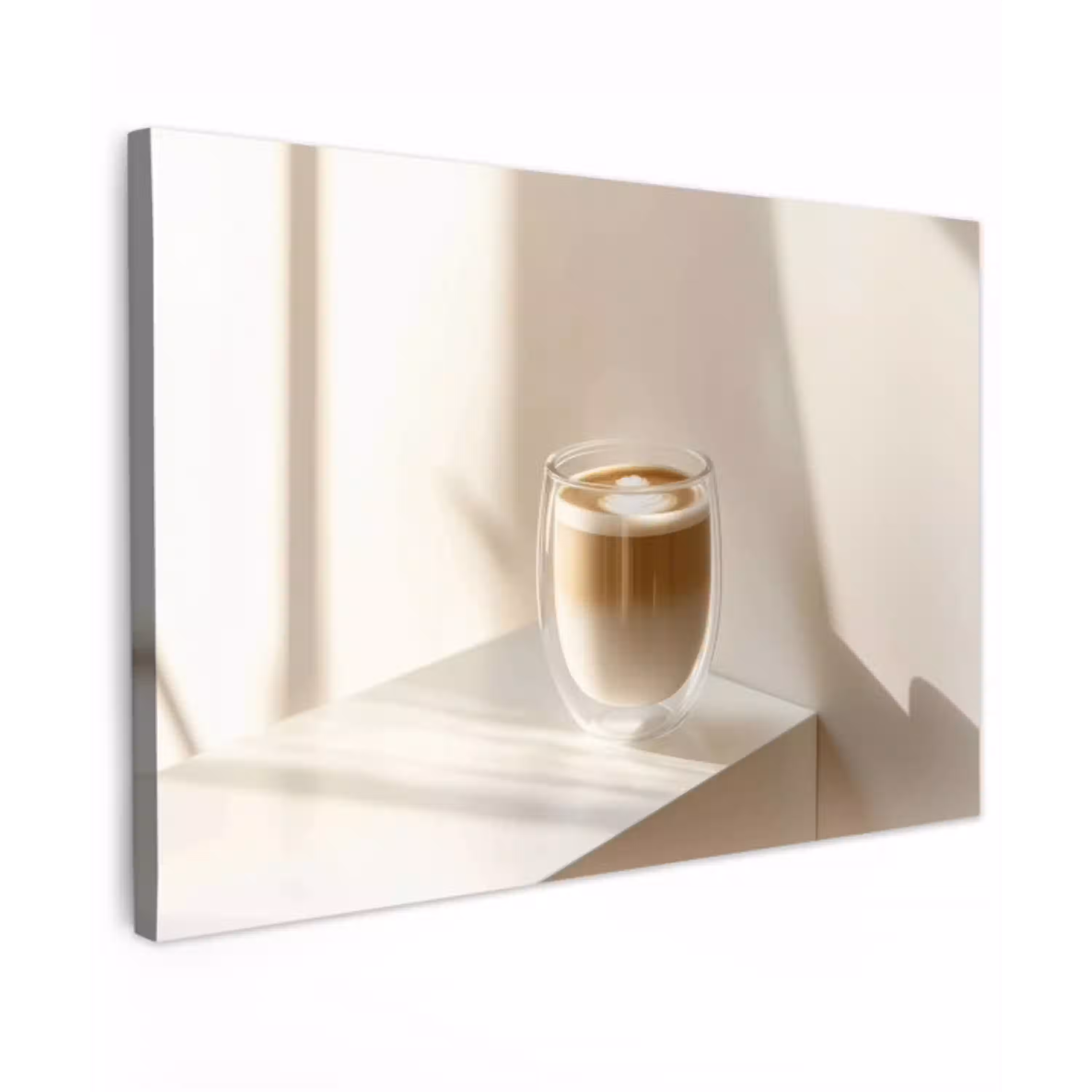 Mok - Latte - Minimalistisch - Schaduw Tuinposter op houten frame 2 cm dik klein -3d