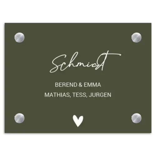 Donkergroen - Sierlijk Naambord Rechthoek middel -3d