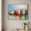 Boten - Kunst - Kleuren - Schilderij Textielframe - compleet frame klein -sfeer2