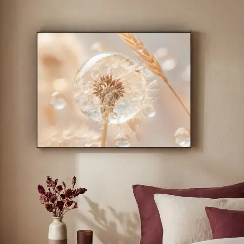 Paardenbloem - Water - Natuur - Stilleven - Modern Textielframe zwart klein -sfeer1