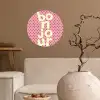 Bonjour - Stippen - Roze- Geel Wandcirkel behangsticker klein -sfeer1