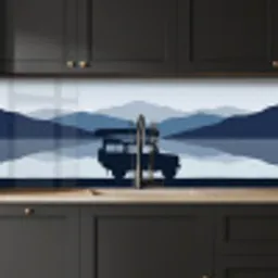Auto - Meer - Bergen - Blauw keuken achterwand 2 middel -sfeer1