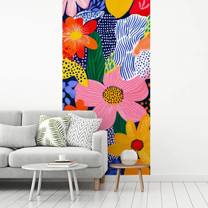 Kleurrijk - Bloemen - Abstract - Stippen fotobehang vinyl groot -woonkamer