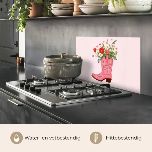 Cowboylaarzen - Roze - Boeket - Bloemen keuken achterwand spatscherm klein -usp_NL