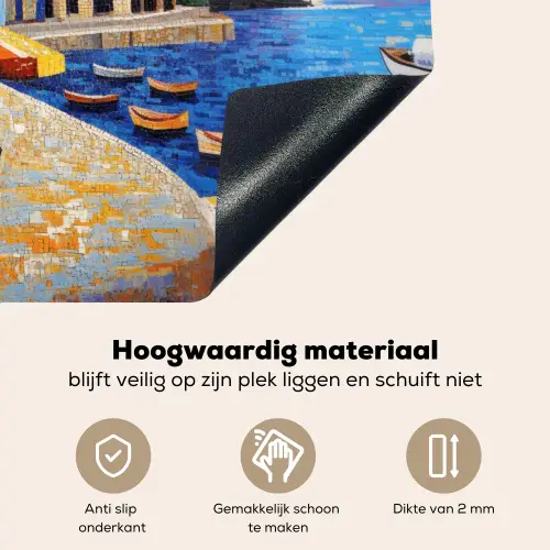 Kustdorp - Huisjes - Mozaïek - Zee Inductie beschemer met haakjes klein -ky-onderkant-nl
