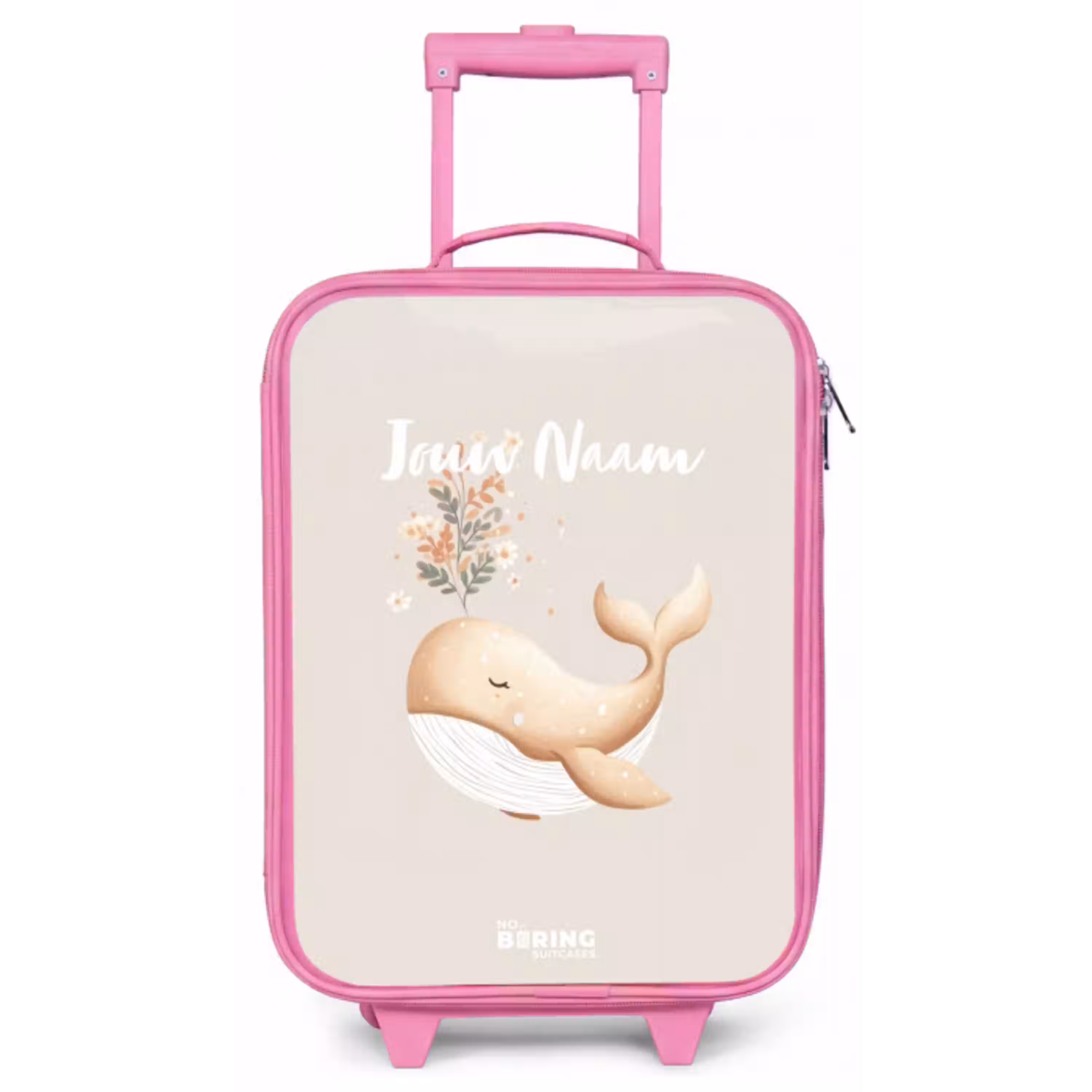 Walvis in pastel beige kleuren Kinderkoffer - Roze klein -zz3dotto