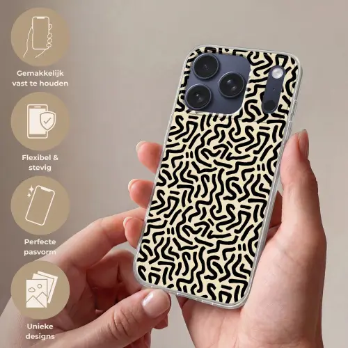 Abstract - Lijnen - Zwart Telefoonhoesje iPhone 17 Pro klein 878 -sfeer3_NL