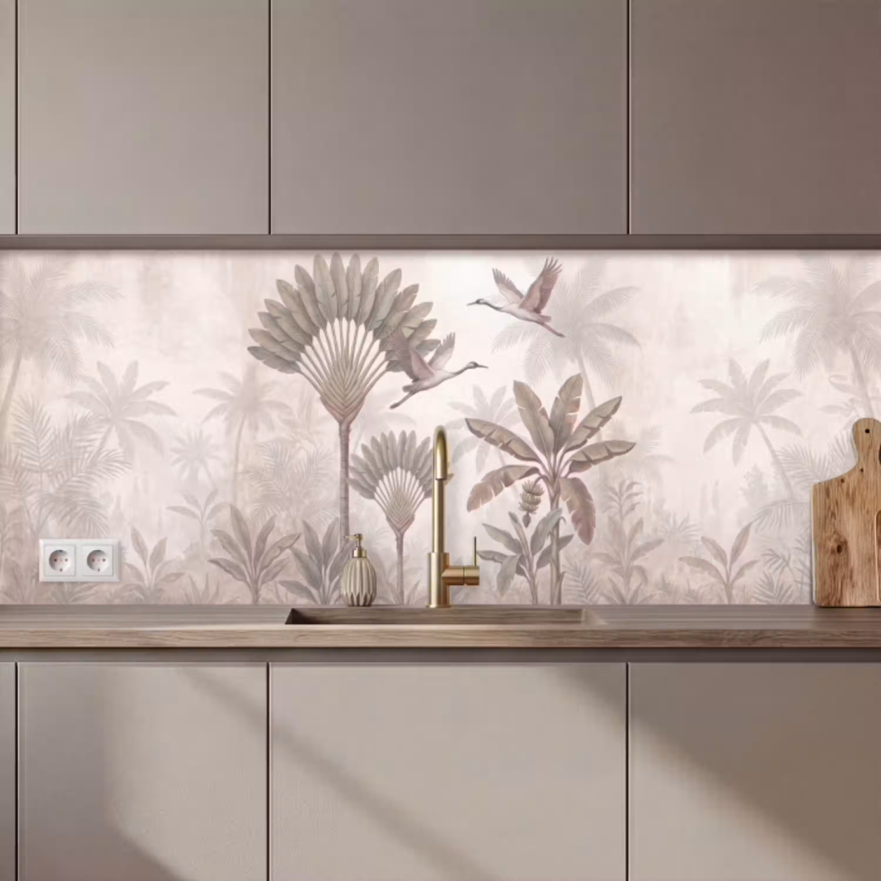Vogel - Tropisch - Jungle - Natuur - Beige keuken achterwand 2 middel zz_3dshopping
