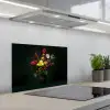 Bloemen - Vaas - Zwart keuken achterwand spatscherm klein -3d_schuin