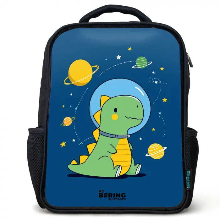 Dino - Planeet - Ster - Blauw Rugzak - Zwart middel -3d