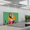 Retro - Vrouw - Stad - Zon keuken achterwand spatscherm klein -3d_schuin
