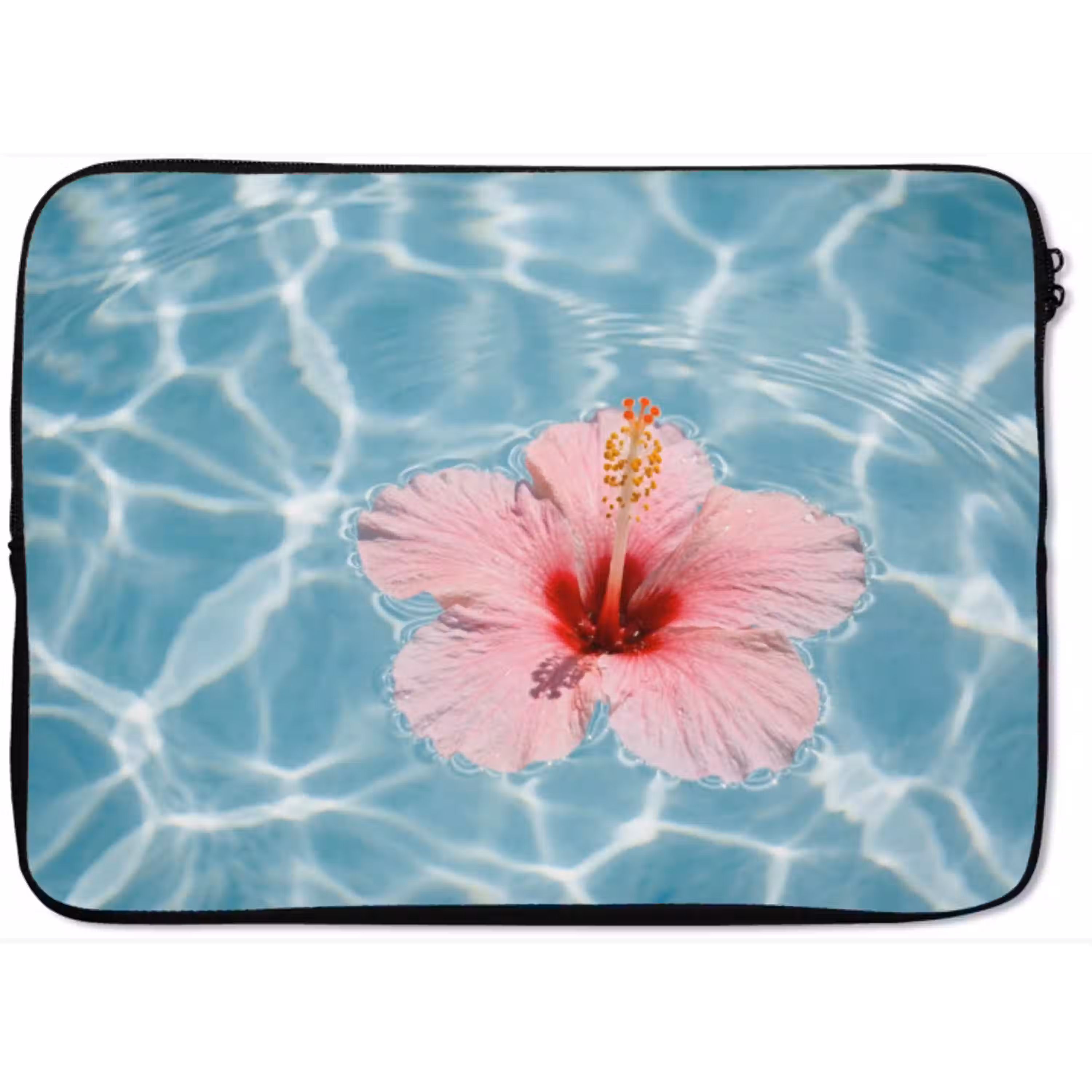 Hibiscus - Water - Roze laptophoes neopreen klein -zkaufland3dotto