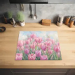 Tulpen - Veld - Lente - Roze Inductie beschermer vinyl 3mm middel -sfeer5