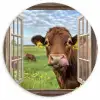 Doorkijk - Koe - Weiland - Landschap - Dieren Wandcirkel plexiglas klein -3d