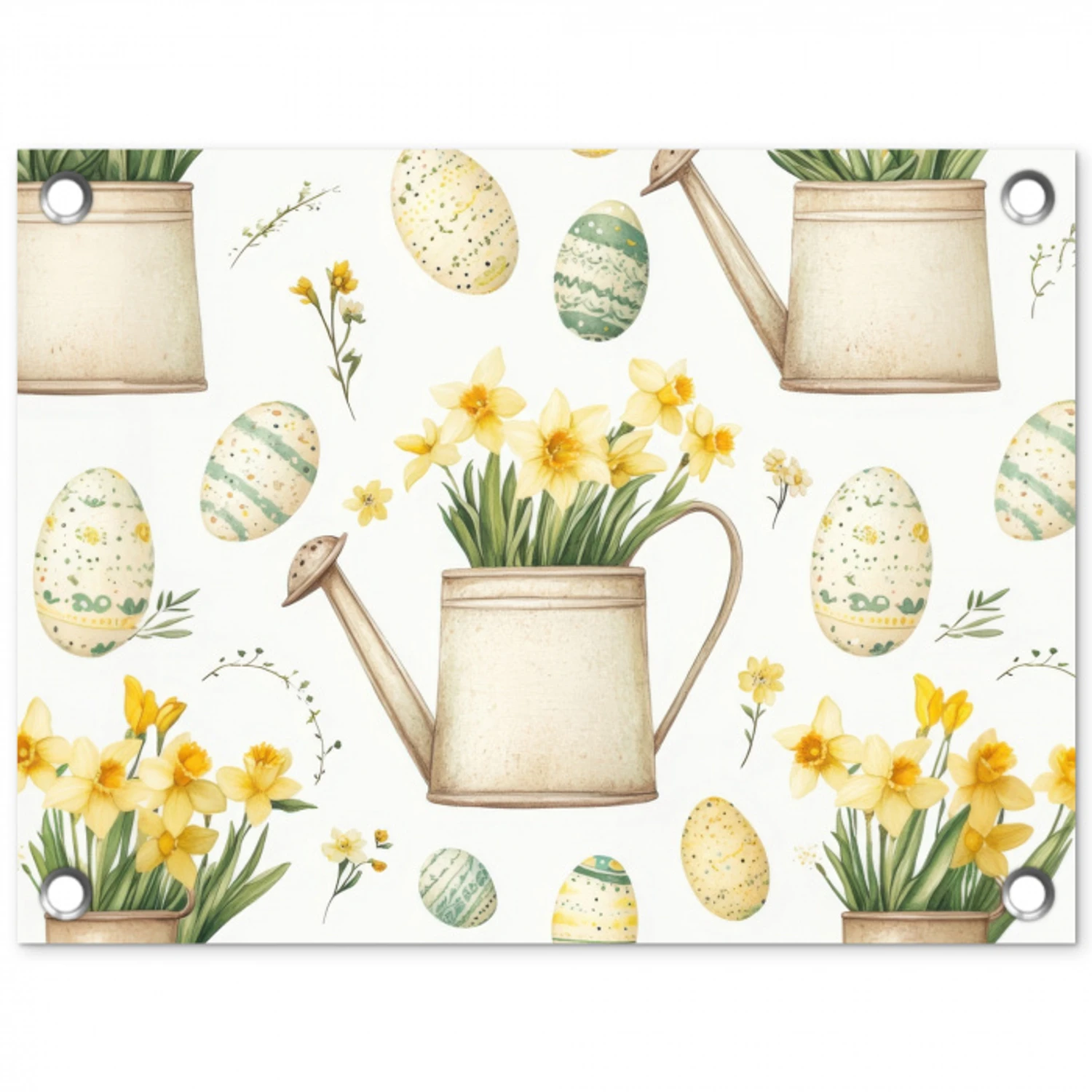 Gieter - Bloemen - Eieren tuinposter los doek klein -3d