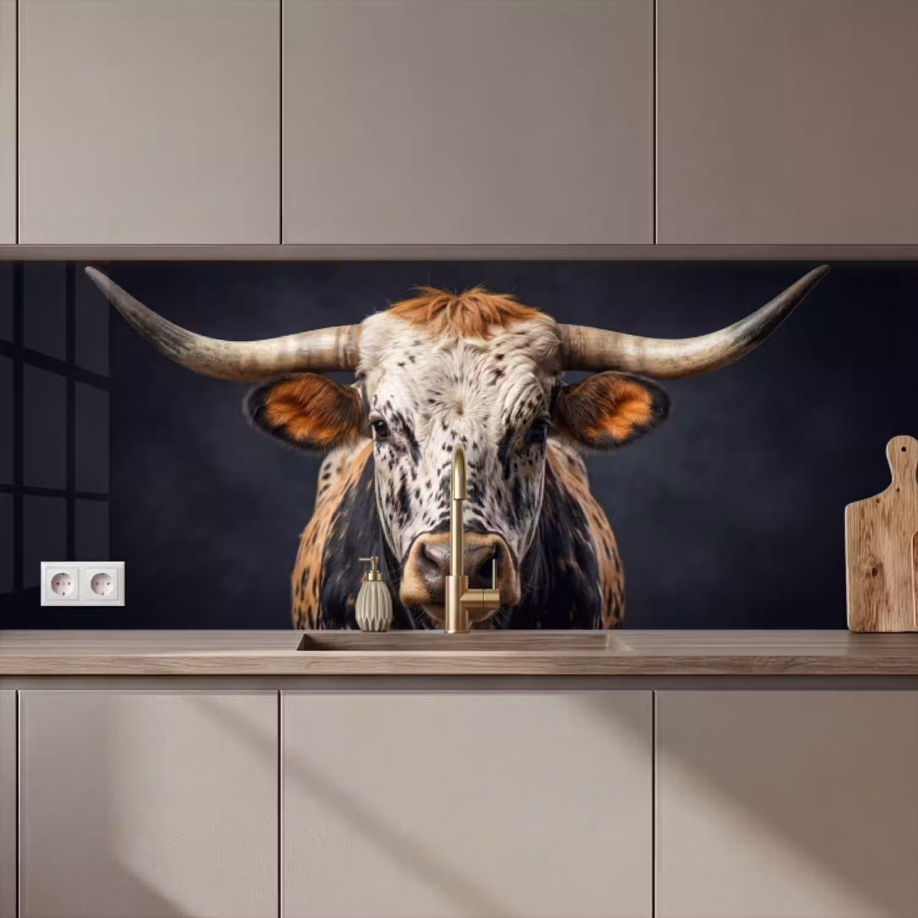Stier - Kleurrijk - Hoorns keuken achterwand 2 middel zz_3dshopping