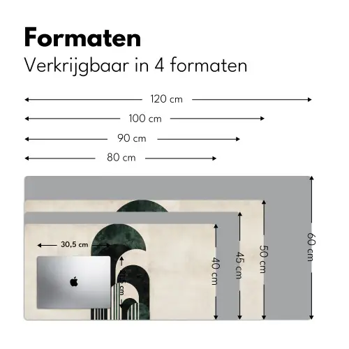 Bogen - Donkergroen - Lijnen Muismat XXL klein -sfeer5