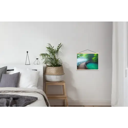 Brug - Water - Rivier - Bos textielposter latten blank klein -woonkamer