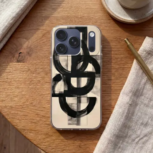 Cirkels - Lijnen - Vormen - Zwart Telefoonhoesje iPhone 17 Pro klein -sfeer1