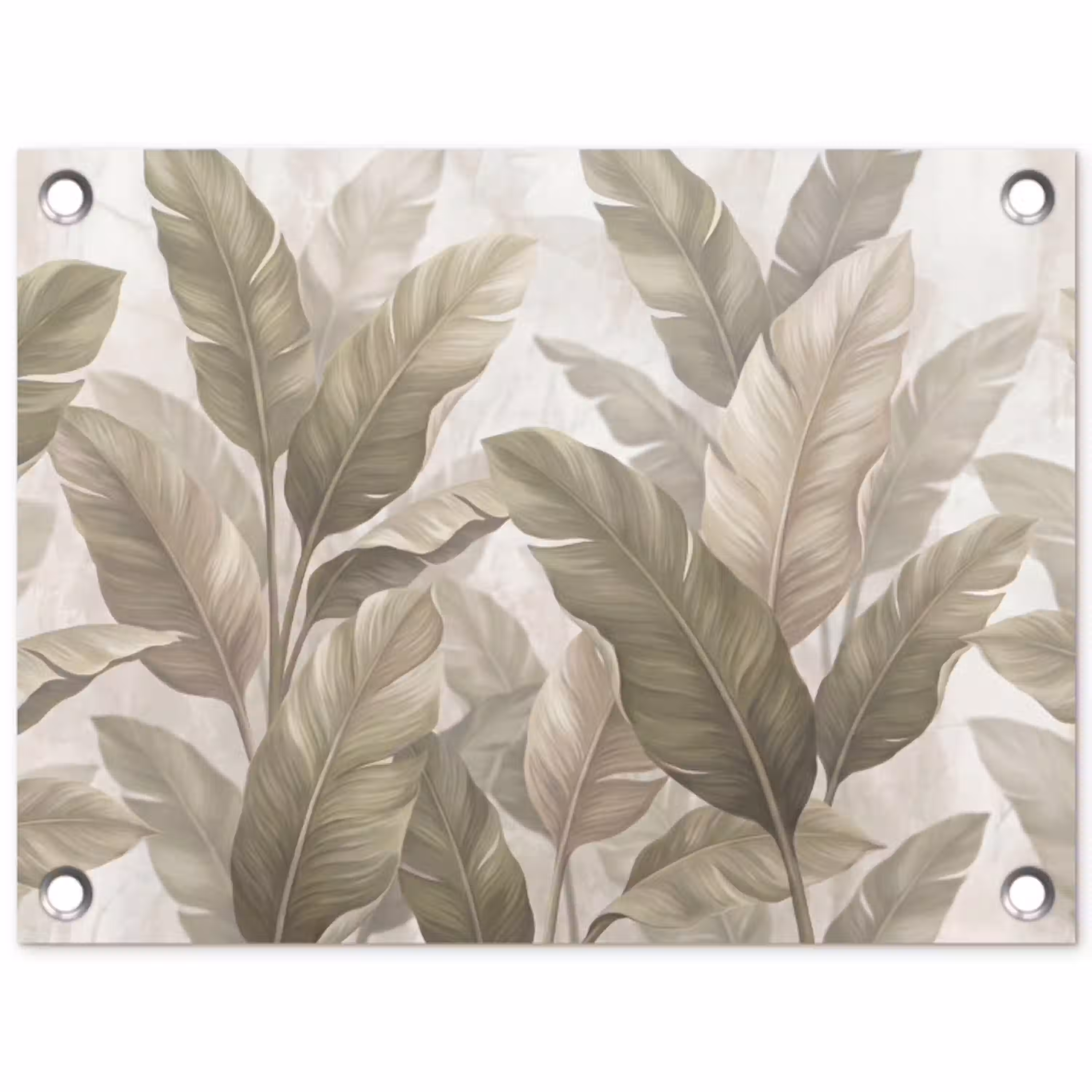Bladeren - Tropisch - Natuur - Abstract - Beige tuinposter los doek klein -3d