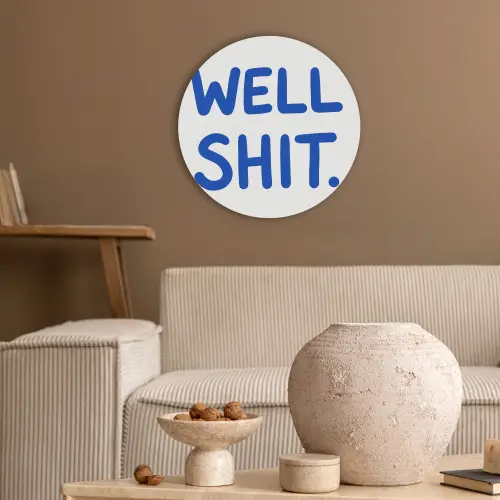 Blauw - Quote - Wit Akoestische PET Vilt - Rond klein -sfeer1