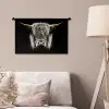 Schotse hooglander - Goud - Hoorns - Zwart wit - Koe - Dieren Wandkleed katoen klein -sfeer4