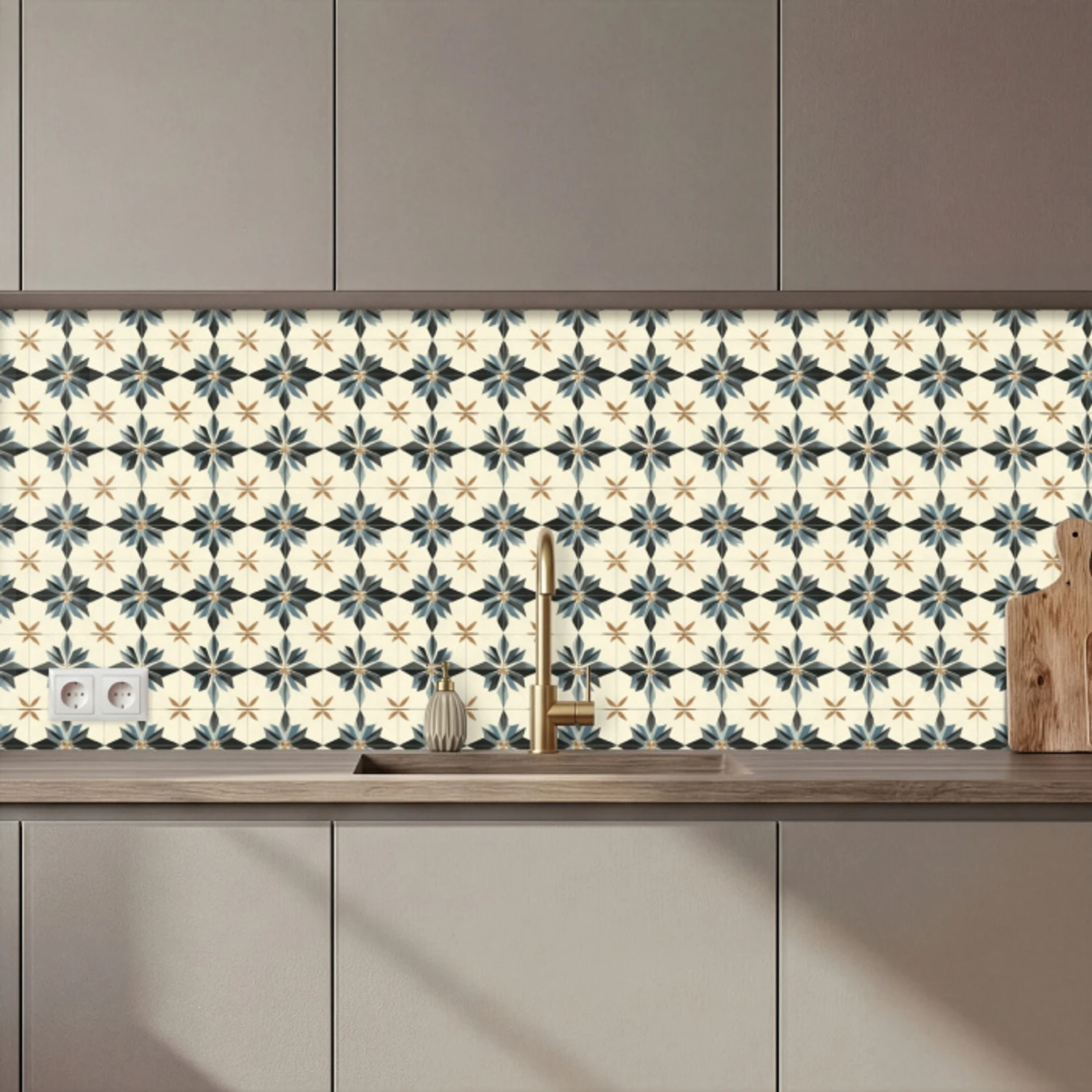 Sierlijk - Ornament - Blauw keuken achterwand 2 middel 871 zz_3dshopping