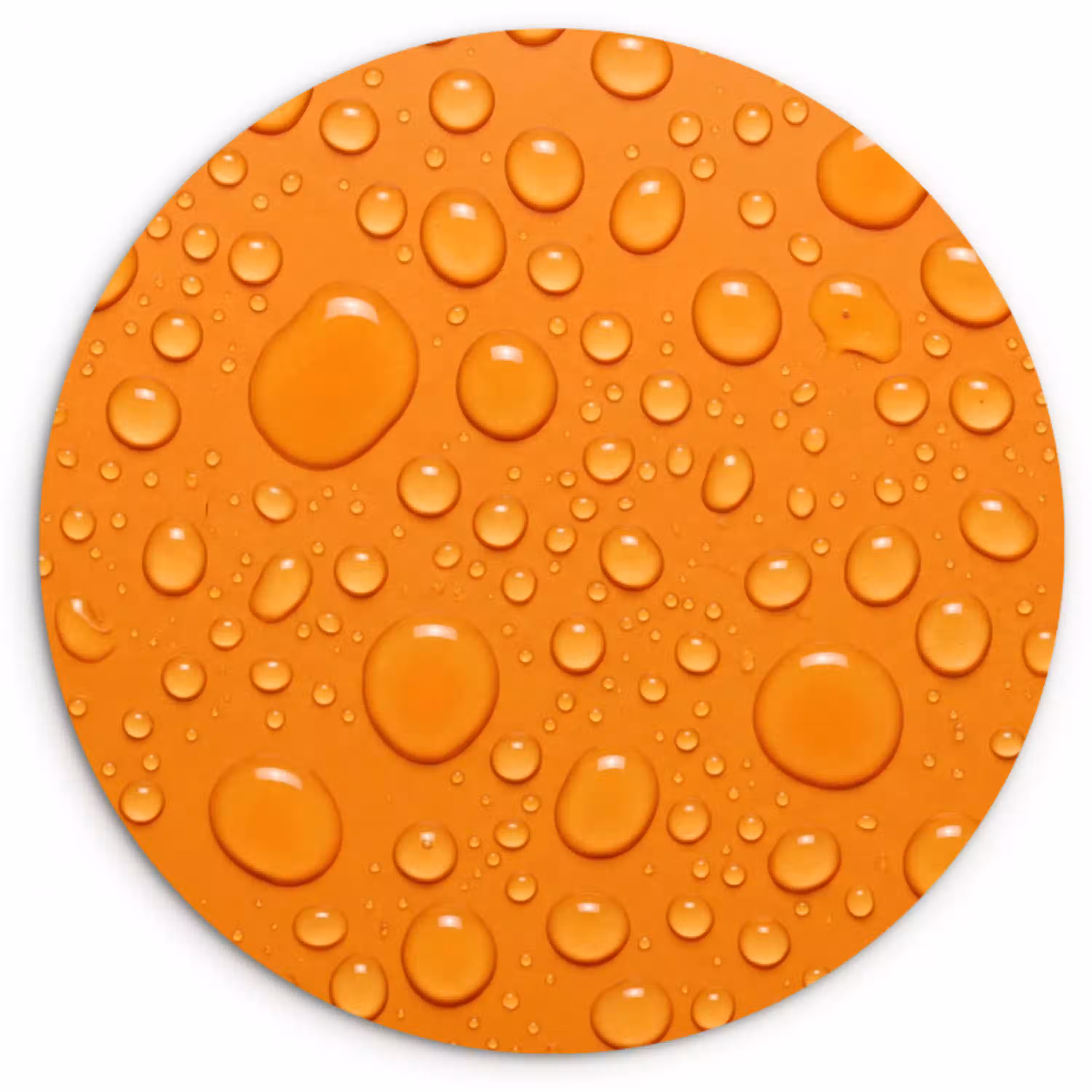 Water - Druppels - Oranje Wandcirkel kunststof plaat 5mm dik klein -3d