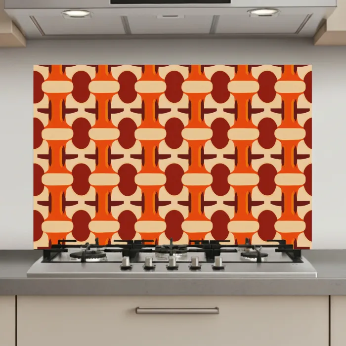Geometrisch - Retro - Oranje keuken achterwand spatscherm klein 900 -3d_website