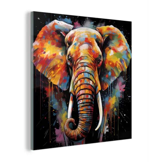 Olifant - Graffiti - Zwart - Dieren - Kleuren plexiglas 5mm klein -z3d