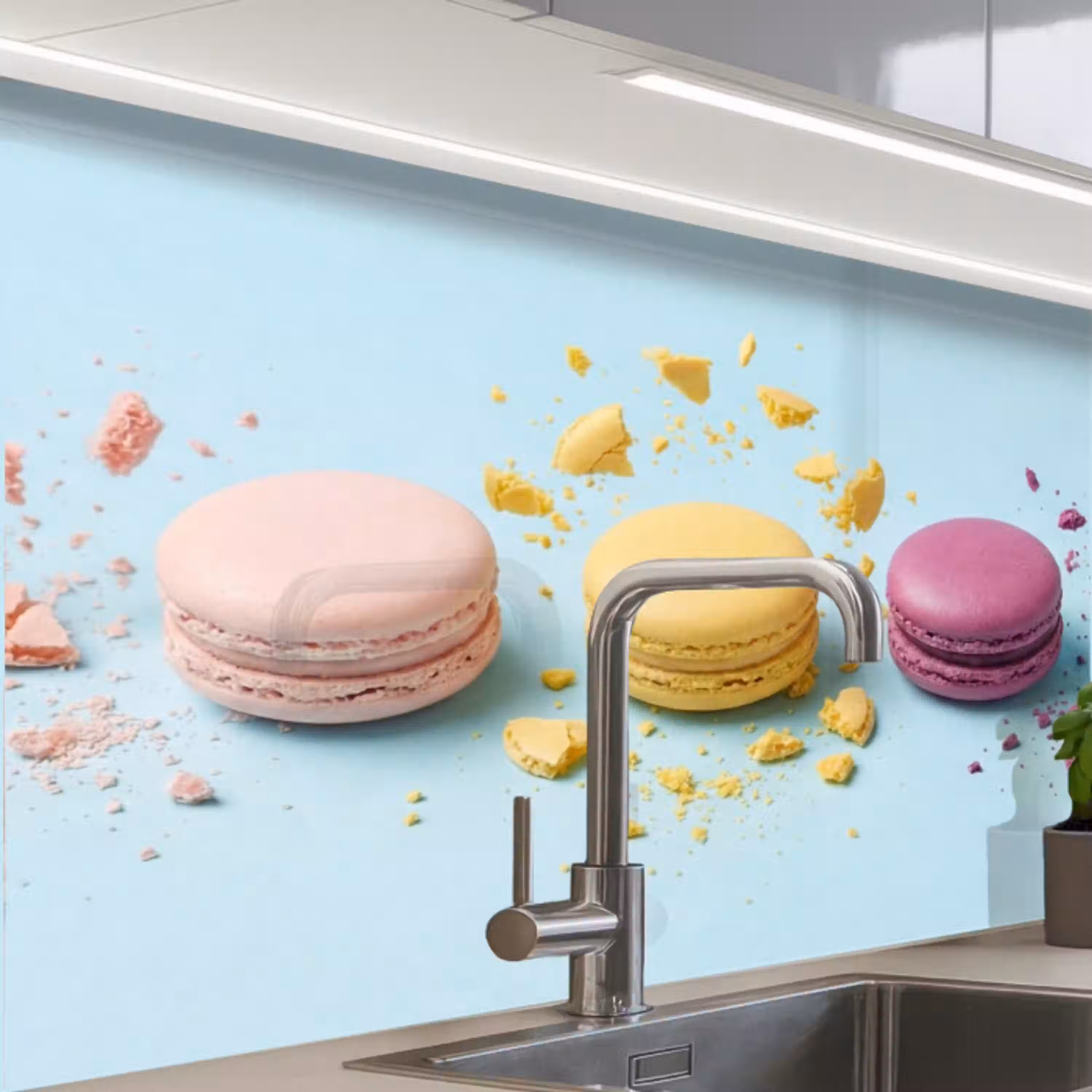 Macarons - Kleurrijk - Pastel keuken achterwand 2 middel -zzzz3d_schuin