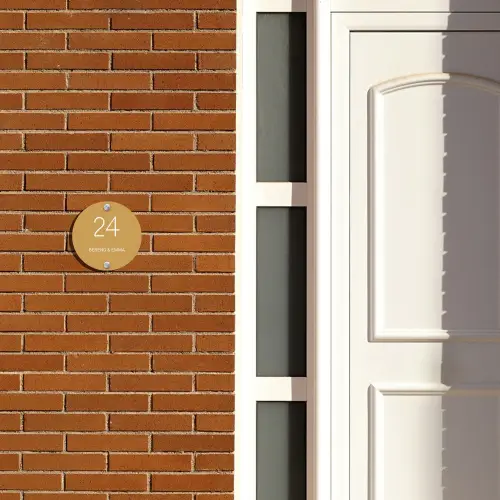 Mosterdgeel - Klassiek Naambord Rond klein -sfeer3-rond-XS